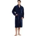 thumbnail image 4 of U2SKIIN Mens Fleece Robe, Soft Warm Long Plush Shawl Collar Fleece Bathrobe,(Navy,S-M), 4 of 5