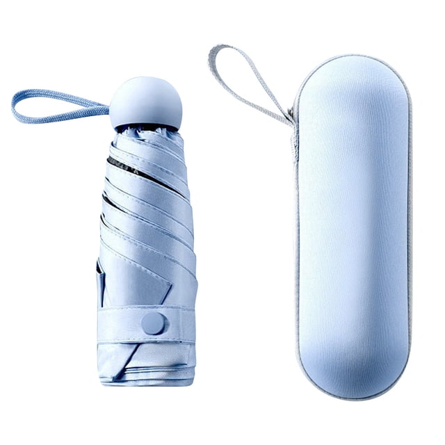 Travel Umbrella - Mini Folding Compact Umbrella with Case, Small Sun & Rain Pocket Umbrella