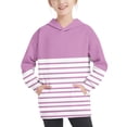 thumbnail image 1 of MeetoTime Girls Boys Oversized Hooded Sweatshirt Long Sleeve Loose Striped Printed Kids Fall Winter Pullover Tops, 1 of 6