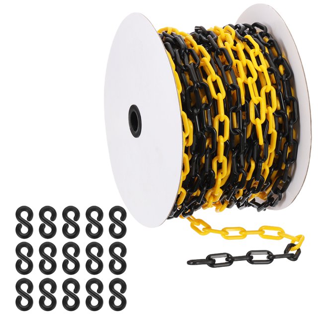 Uxcell Yellow/Black Plastic Chain, 131 ft 6mm Safety Barrier Chain for Crowd Control