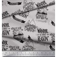 thumbnail image 3 of Soimoi Gray Velvet Fabric Dream Chaser Text Print Sewing Fabric Yard 58 Inch Wide, 3 of 5