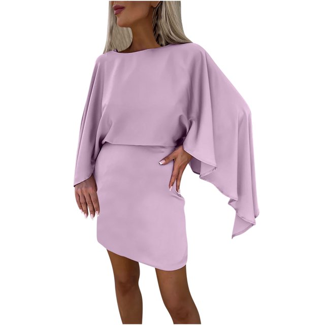 Gspmoly Robes d'Été pour Femmes 2025, Robe Raglan en Satin au Style Élégant pour Femmes, Robes de Cocktail Soldes d'Été Liquidation