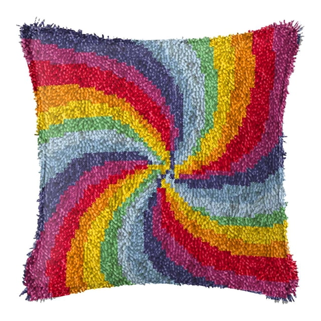 Kit de Crochet DIY Housse de Coussin Tapis Fabrication de Broderie Kit Arc-en-Ciel
