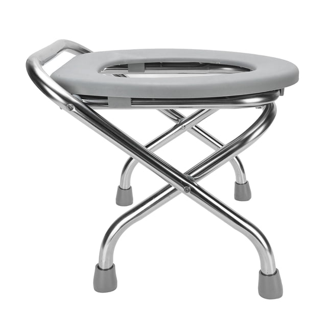 Folding Toilet Chair, Stainless Steel Portable Toilet Commode , Foldable Commode Chair for Camping Hiking Travel Car Emergency Adults and Elderly