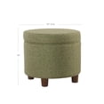 thumbnail image 2 of Homepop Décoration Intérieure / Pouf Rond Rembourré avec Rangement / Pouf avec Rangement pour Salon et Chambre, Tweed Vert, 2 of 2