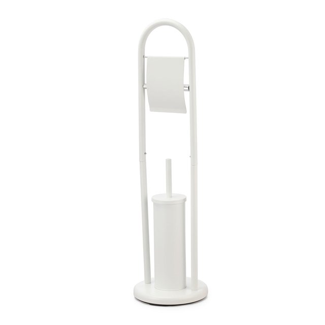 Jessar - Toilet Paper Holder with Toilet Brush, White