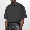 thumbnail image 1 of ylioge Short Sleeve T Shirts for Men Pullover Button Collared Golf Tees Tops Casual Solid Color Textured Loose Comfort Lapel Tshirts Shirt, 1 of 6