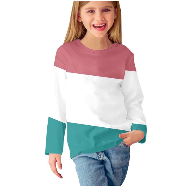 Vente de Chandails pour Tout-Petits Bébé Filles Manches Longues Imprimés Chandails Mignons Col Rond Hauts Habillés Décontractés Blouses Vêtements Bébé Chandails Manches Longues Roses 4T
