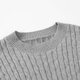 thumbnail image 4 of SERTG Child and Child Sweater Kids Fall Solid Color Plaid Kids Crew Neck Soft Knit Pullover Tops Winter Long Sleeve Round Neck Sweaters(Gray,4-5 Years), 4 of 6