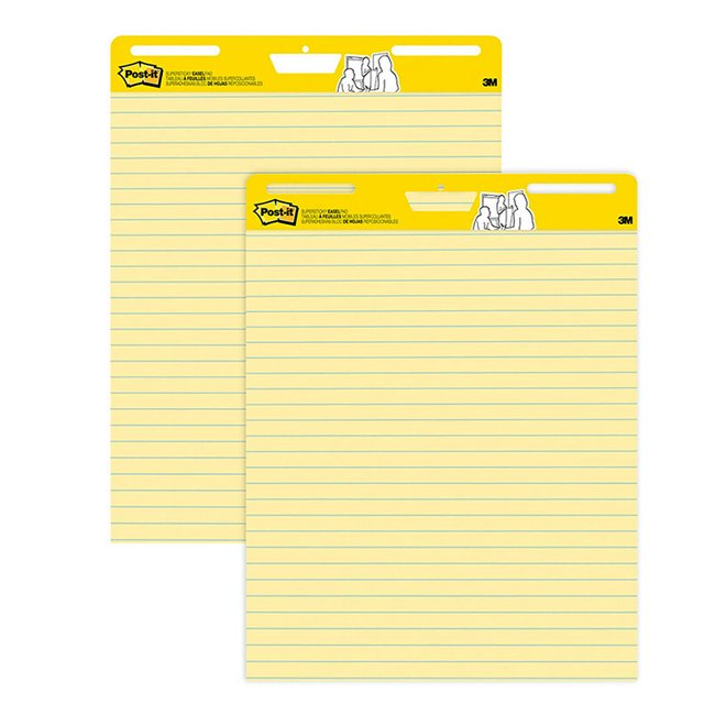 Super Sticky Easel Pads, 25" X 30", Yellow, 2 Pads
