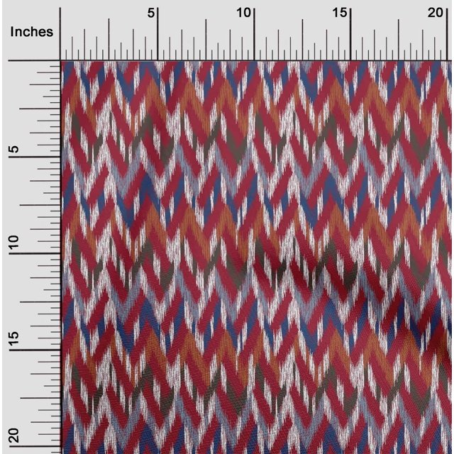 oneOone Georgette Viscose Fabric Chevron Ikat Print Fabric By The Yard 42 Inch Wide