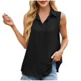 thumbnail image 2 of asjyhkr Womens Tank Tops Button down Sleeveless Summer Tops Loose Fitting Fashion T Shirts Solid Color, 2 of 9