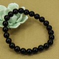 thumbnail image 3 of Bracelet Extensible Unisexe en Perles Rondes de 8 mm en Agate Noire Naturelle de Qualité AA 7 Pouces, 3 of 5