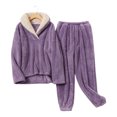 thumbnail image 1 of kurtrusly Pyjama en Molleton de Corail Doux et Confortable pour les Femmes pour Réchauffer l'Hiver Durable Pyjama en Velours Chaud Set Violet XL, 1 of 6