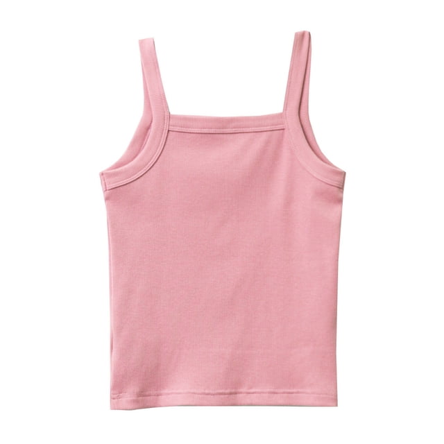 Sunnyoo Big Girls Ribbed Knit Camisoles Solid Spaghetti Strap Camisole Sleeveless Top