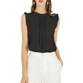 thumbnail image 1 of INSPIRE CHIC Blouse Sans Manches pour Femme, à Volants, Plissée, Blouse CHIC pour le Travail, m Noir, 1 of 8
