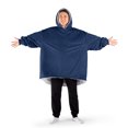 thumbnail image 1 of Bare Home Plush Sherpa Wearable Blanket - Fluffy & Soft - Lightweight - Adult, Dark Blue, 1 of 7