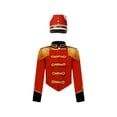 thumbnail image 1 of Hansber Enfants Garçons Uniforme d'Équipe de Tambour-Major Tenue de Performance de Batteur Veste à Franges de Fanfare et Chapeau A Rouge 6, 1 of 7