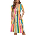 thumbnail image 1 of Birdeem Robe Femme Décontractée Aguichant Mode Été Manches Courtes Ample Imprimée Ajustée Poche Boutons Col en V, 1 of 5
