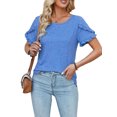 thumbnail image 2 of Avamo T-Shirts d'Été pour Femmes Col Ras du Cou T-shirt Manches Courtes T-shirt Chandail Confortable T-shirt de Travail Bleu m, 2 of 4