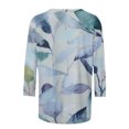 thumbnail image 4 of Blouses pour Femmes T-shirt Ample Imprimé de Mode pour Femmes Blouse à Manches 3/4 Col Rond Hauts Décontractés Hauts de Sortie pour Femmes Été en Liquidation, 4 of 5