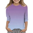 thumbnail image 1 of WEIYLL T-Shirts pour Filles Dégradé Imprimé Polyvalent Col Rond Manches 3/4 Vêtements Décontractés pour Enfants de 3-4 Ans, 1 of 4