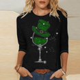 thumbnail image 2 of Besolor T-Shirts de la Saint-Patrick pour Femmes Imprimé Col Rond Manches 3/4 Tunique Décontractée Blouse d'Été Ample, 2 of 4