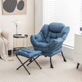 thumbnail image 2 of Gymax Lazy Sofa Chair Accent Leisure Armchair with Folding Footrest & Storage Pocket Blue, 2 of 10