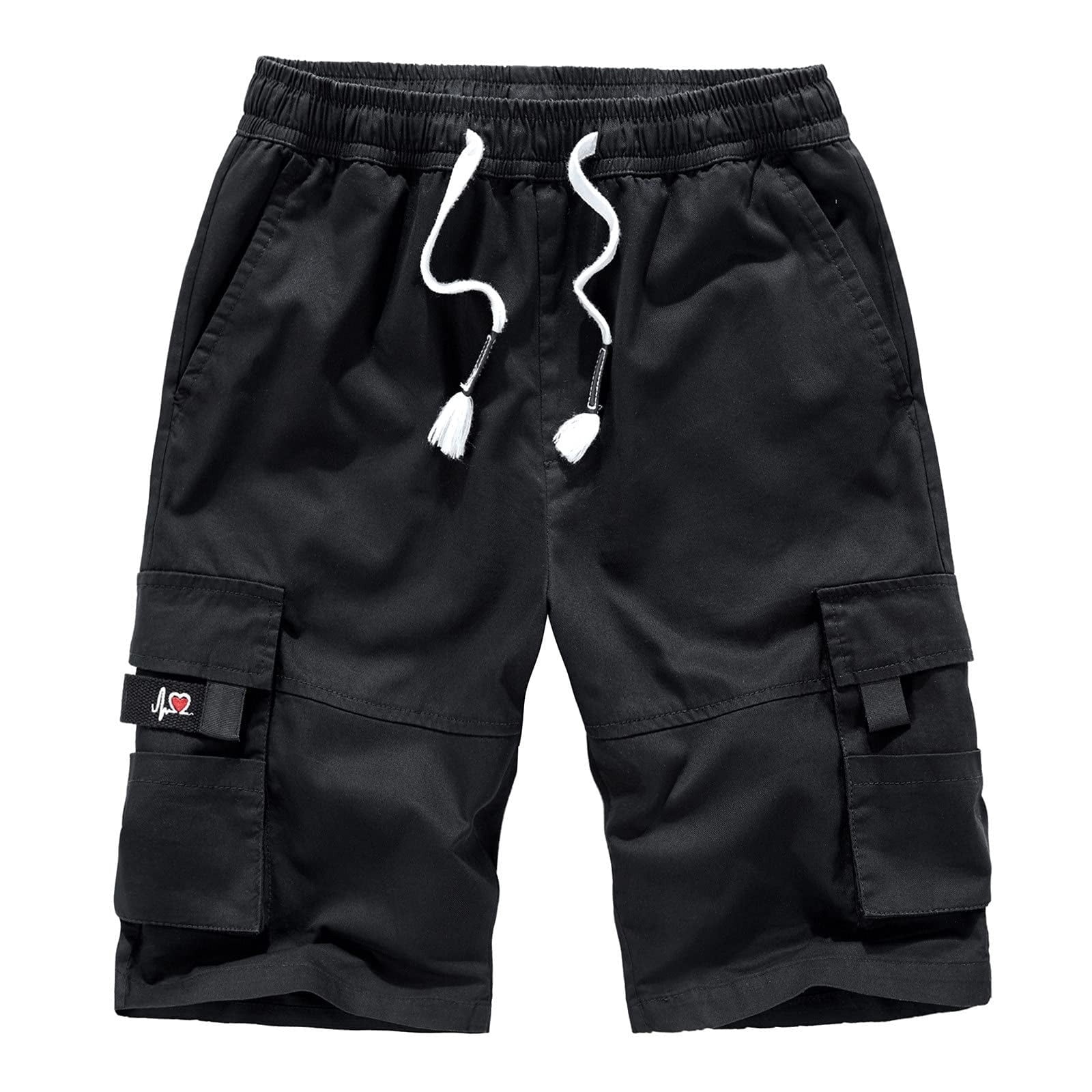 Men's Cargo Shorts Plus Size Big and Tall Cargo Shorts Multi-Pockets Relaxed Summer Drawstring Beach Shorts Pants