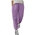 thumbnail image 1 of VEKDONE Womens Linen Long Pants Purple L, 1 of 5