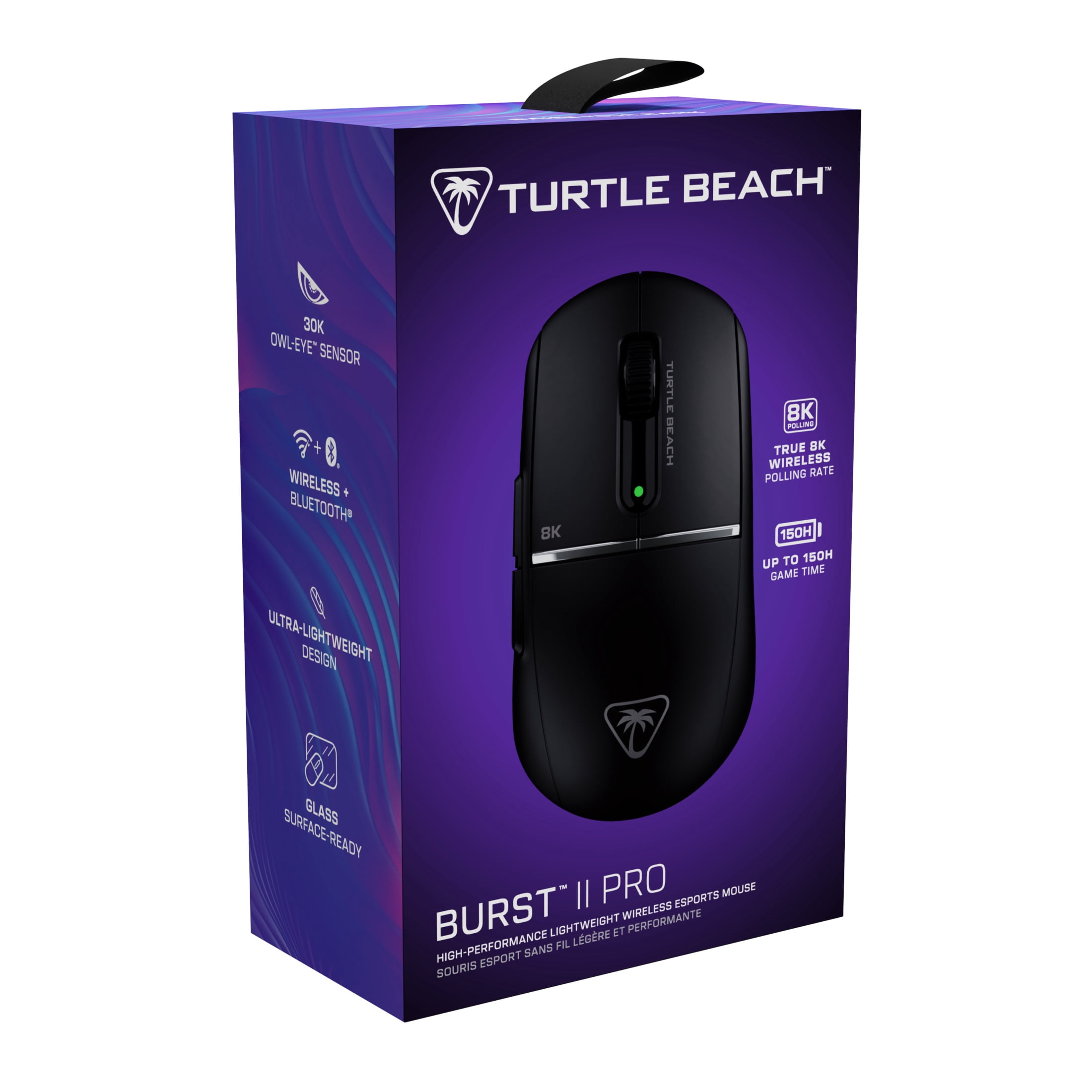 Turtle Beach Burst II Pro 2.4GHz Wireless Esports Gaming Mouse - 8K Polling, 57g Ultra Lightweight, 150-Hour Battery, Optical Switches, Symmetrical, 30K DPI Optical Sensor - Black