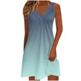 thumbnail image 1 of Kyusrd Robe Débardeur d'Été pour Femmes Robe Courte Plissée à Col en V Sans Manches Robe Soleil T-Shirt Robe Trapèze Robe Courte de Plage, 1 of 6