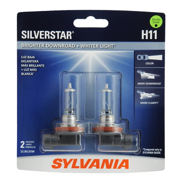 Sylvania H11 SilverStar Halogen Headlight Bulb, 2 Pack, Compatible with ...