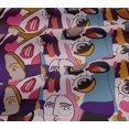 thumbnail image 5 of oneOone Cotton Jersey Light Purple Fabric Abstract Comic Face Craft Projects Decor Fabric Printed By The Yard 58 Inch Wide, 5 of 5