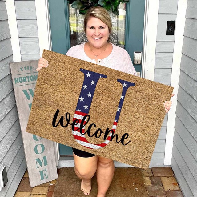 TopLLC Bathroom Rugs 4th Of July Door Mat Patriotic Doormat Entryway Rug Welcome Independence Day Doormat Stain And Fad Patriotic Decor Welcome Outdoor Mat A map