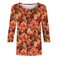 thumbnail image 4 of RKSTN Chemisiers pour Femmes Mode Femmes Imprimé Col Rond Manches 3/4 T-Shirt Chandail Haut Chemisier Femmes Chemisier en Polyester, 4 of 4