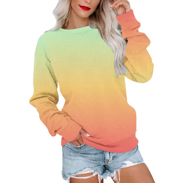 2023 Chandail de Mode pour Femmes Rabais de 50 % Liquidation Col Rond Mode Décontracté Manches Longues Chandail Imprimé Hauts Blouse
