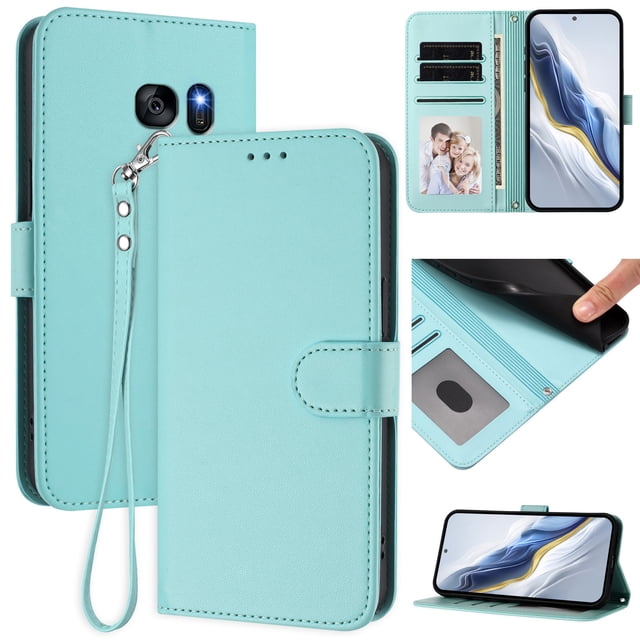 GANGXUN Wallet Case for Samsung Galaxy S7 – Magnetic Closure, RFID Blocking, Wrist Strap, Wireless Charging Compatible
