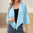 thumbnail image 2 of VEKDONE Cardigan à Capuche en Chiffon Décontracté pour Femmes Manches 3/4 Respirant Bleu TG, 2 of 9