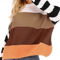 thumbnail image 2 of Qertyioot Chandails Tricotés pour Femmes, Mode pour Femmes Manches Longues Col Rond Assorti de Couleurs Hauts Amples Blouse Chandail, 2 of 5