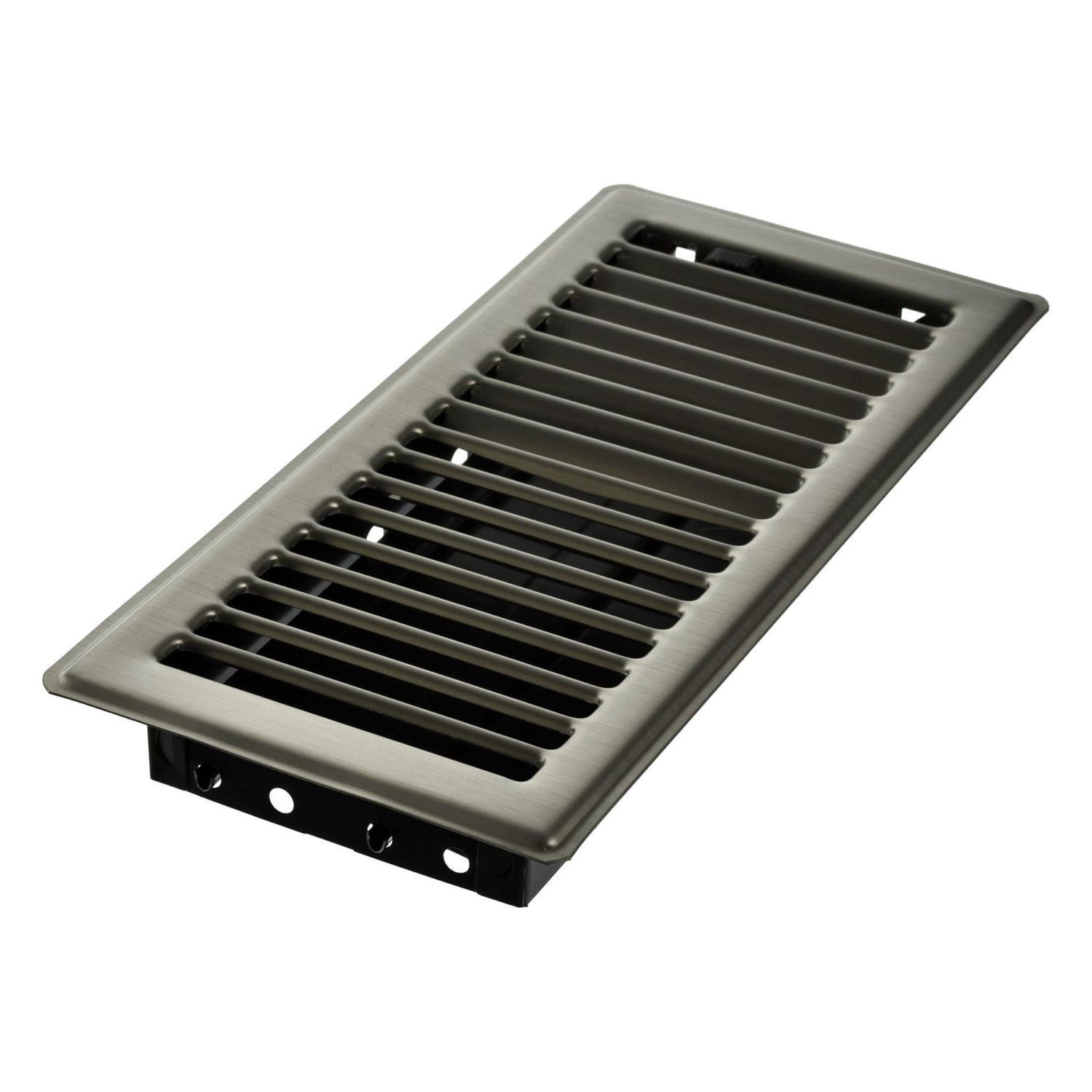 Imperial 3" x 10" Brushed Nickel Steel Floor Register, Louvered, 1-pk