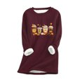 thumbnail image 2 of Hauts Mignons pour Femmes Col Rond Poche Épaissie Peluche Chaude Manches Longues Hauts pour Dames en Liquidation, 2 of 4