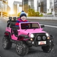 thumbnail image 3 of Costway 12V Kids Ride On Car 2 Seater Truck RC Electric Vehicles w/ Storage Room Pink, 3 of 10