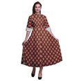 thumbnail image 1 of Bimba Robe à Manches Retroussables pour Femmes à Blocs Imprimés, Col Mandarin, Chemise Boutonnée - XX-Grand, 1 of 5