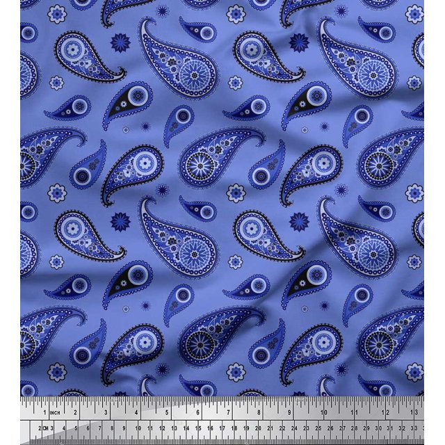Soimoi Polyester Crepe Fabric Floral & Paisley Printed Craft Fabric by The Yard 42 Inch Wide