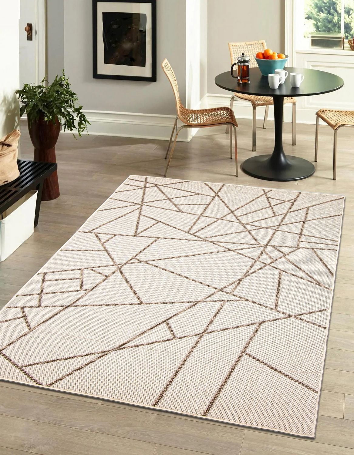 ECARPET Indoor Outdoor Area Rug for Patio, Deck, Living Room Sisal Abstract Collection