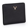 thumbnail image 2 of mmirethe Women Short Mini Wallet Chic Deer Button Purse Solid Color Soft Leather Handbag Cash Photo Card Holder Large Capacity Black, 2 of 6