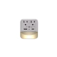 thumbnail image 1 of CIAO-TECH 2 AC Outlets +1 USB-A +1 USB-C Output Ports with LED Dusk to Dawn Sensing Light & 540 Joules Surge Protection- White, 1 of 5