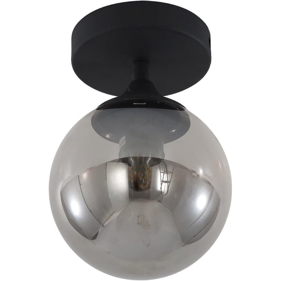 KCO Lighting Mid Century Modern Black Ceiling Light, Smoke Grey Glass Ceiling Light, Industrial Hallway Close to Ceiling Lights