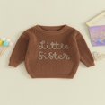 thumbnail image 2 of Newborn Infant Baby Girls Sweater Long Sleeve Letter Embroidery Knit Pullover Tops Fall Winter Clothes, 2 of 9